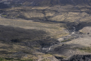 Streams through ash at Mount St. Helens